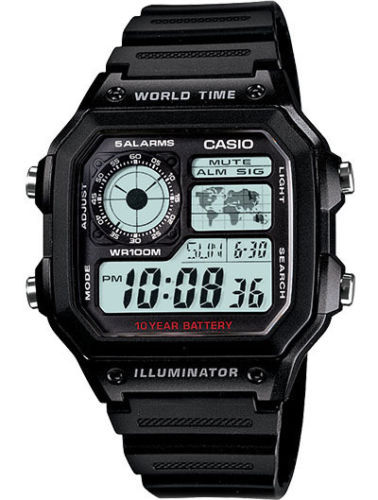 Casio AE1200WH-1AV, Chronograph Watch, Illuminator, 5 Alarms, 10 Year Battery