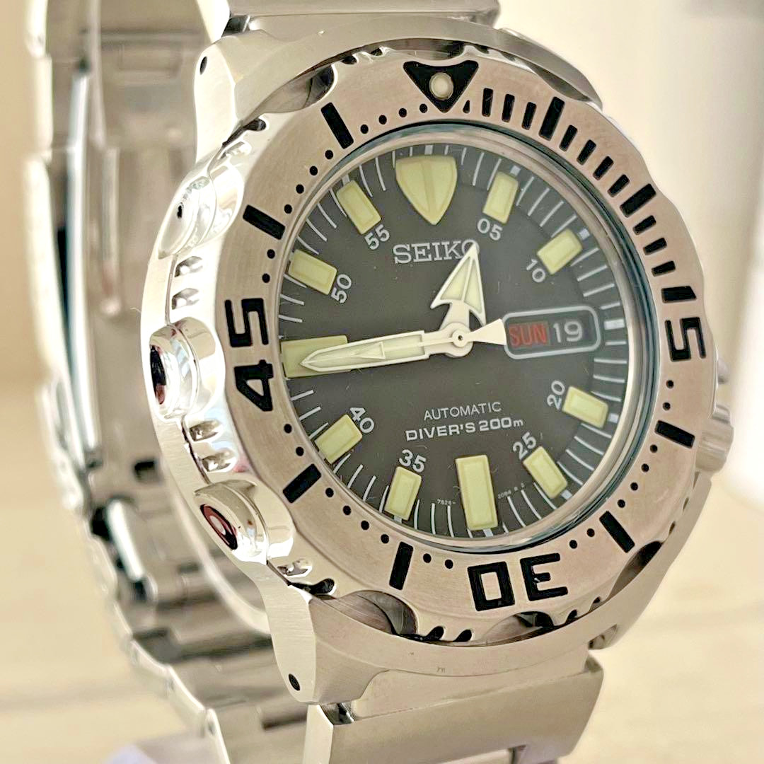 Seiko Black Monster SKX779 7S26-0350 Automatic Diver Watch Fresh Crystal 200M
