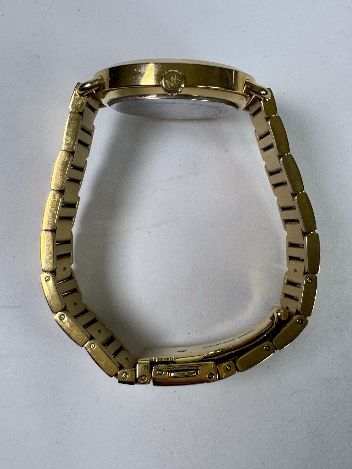 Michael Kors MK3786 Gold Tone Bracelet Watch Black Dial Crystal New Battery