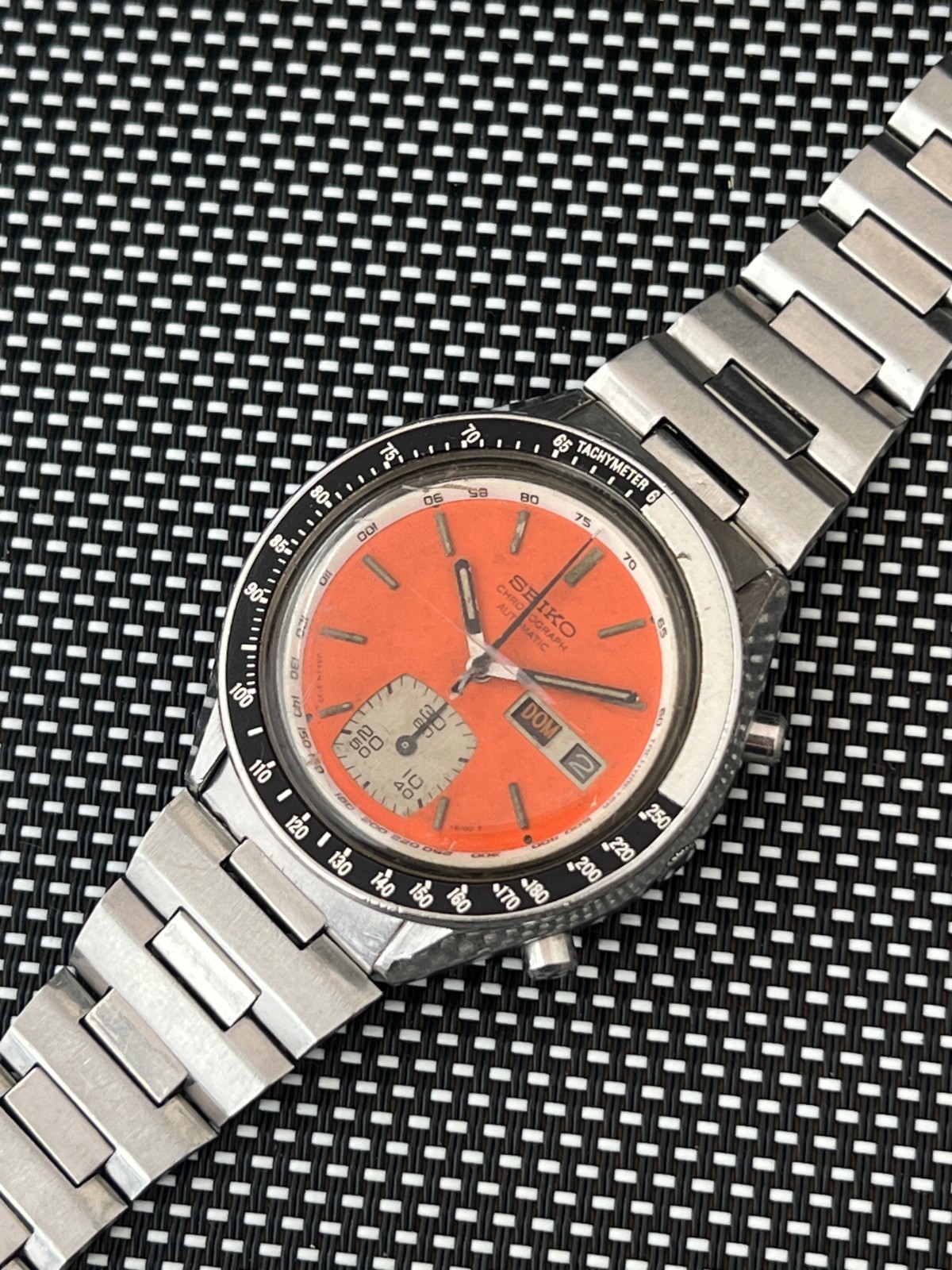 SEIKO 6139-6040 Automatic Chronograph GHOST Watch Men’s Orange Dial 17J Vintage