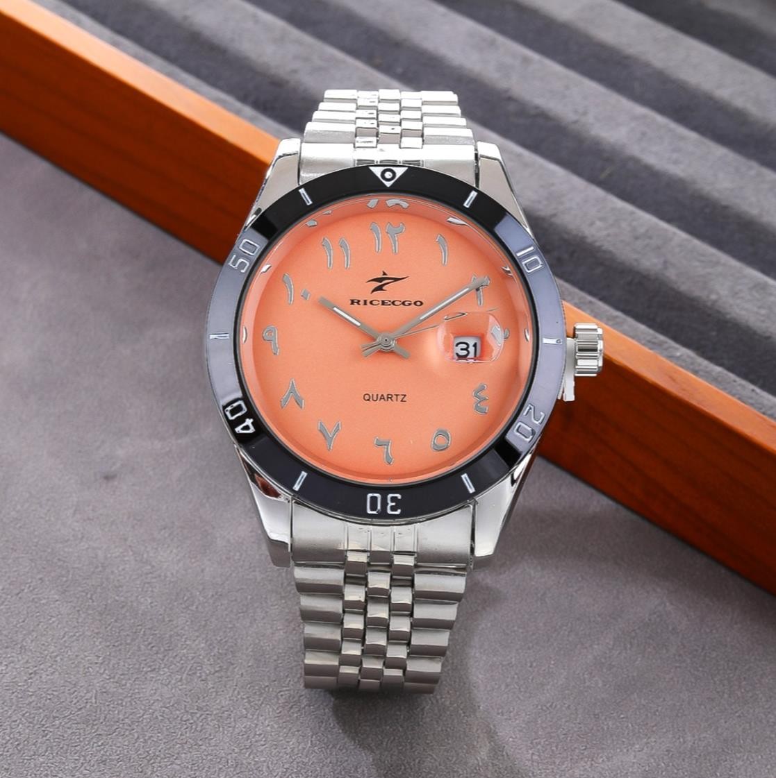 40MM RICECGO Luxury Quartz Men’s Watch Stainless Steel Classic Wristwatch NEW