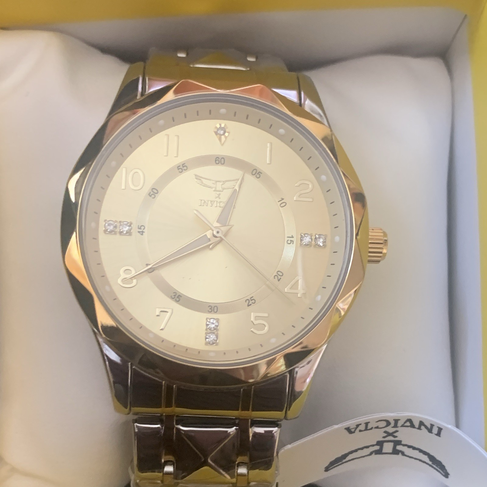 Invicta Angel Women’s Two-Tone Stainless Bracelet Quartz 38mm Gold Dial Box