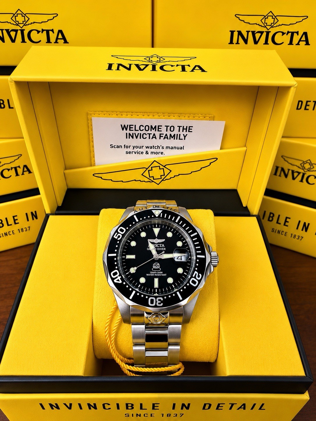 🔥 Invicta Grand Diver Men’s Automatic Watch 3044 Black Dial Stainless Steel NIB