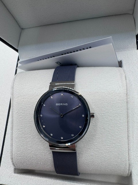 NEW Bering Women’s Watch Classic 10131-909 Lavender Dial Mesh Stainless Steel