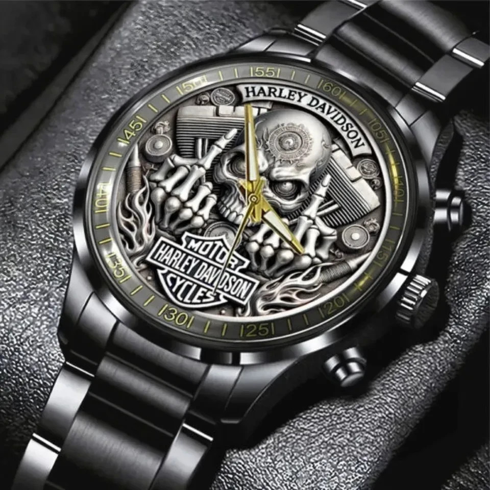 Harley Motor Racing Davidsonn Black Stainless Steel Watch