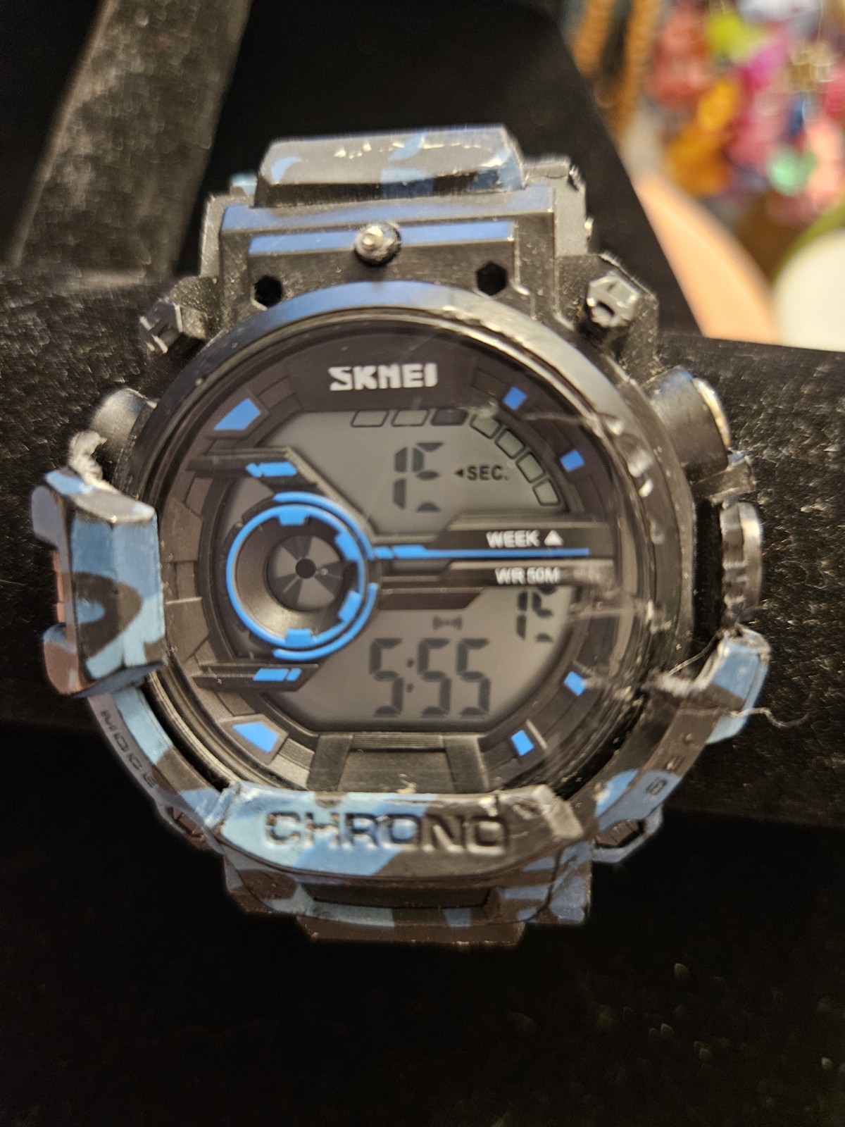 SKMEI Digital Quartz Sport Watch Chronograph Alarm Day/Date WR 50m Blue/Black