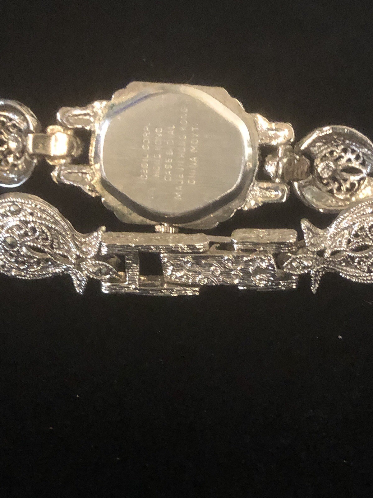 VTG. SILVER TONE MARCASITE FLIP WATCH BRACELET SEE ALL PICTURES & NOTES 6.75″