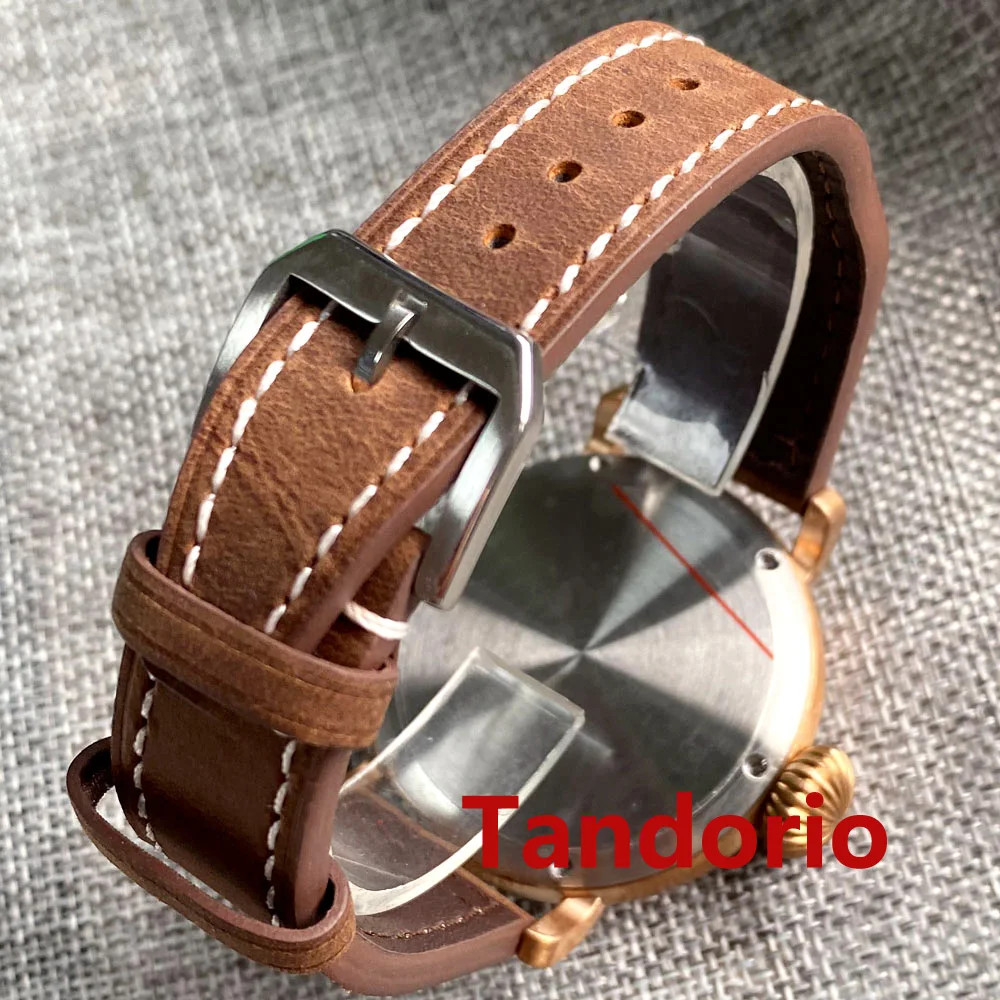 Tandorio 46.5mm Military Big CUSN8 Solid Bronze Auto Men Watch For Japan NH35