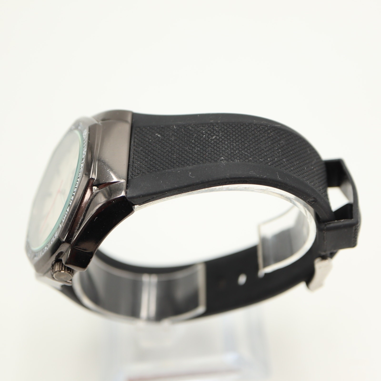 Puma Men’s Black Sport Analog 44mm Watch White Dial Silicone Strap w New Battery