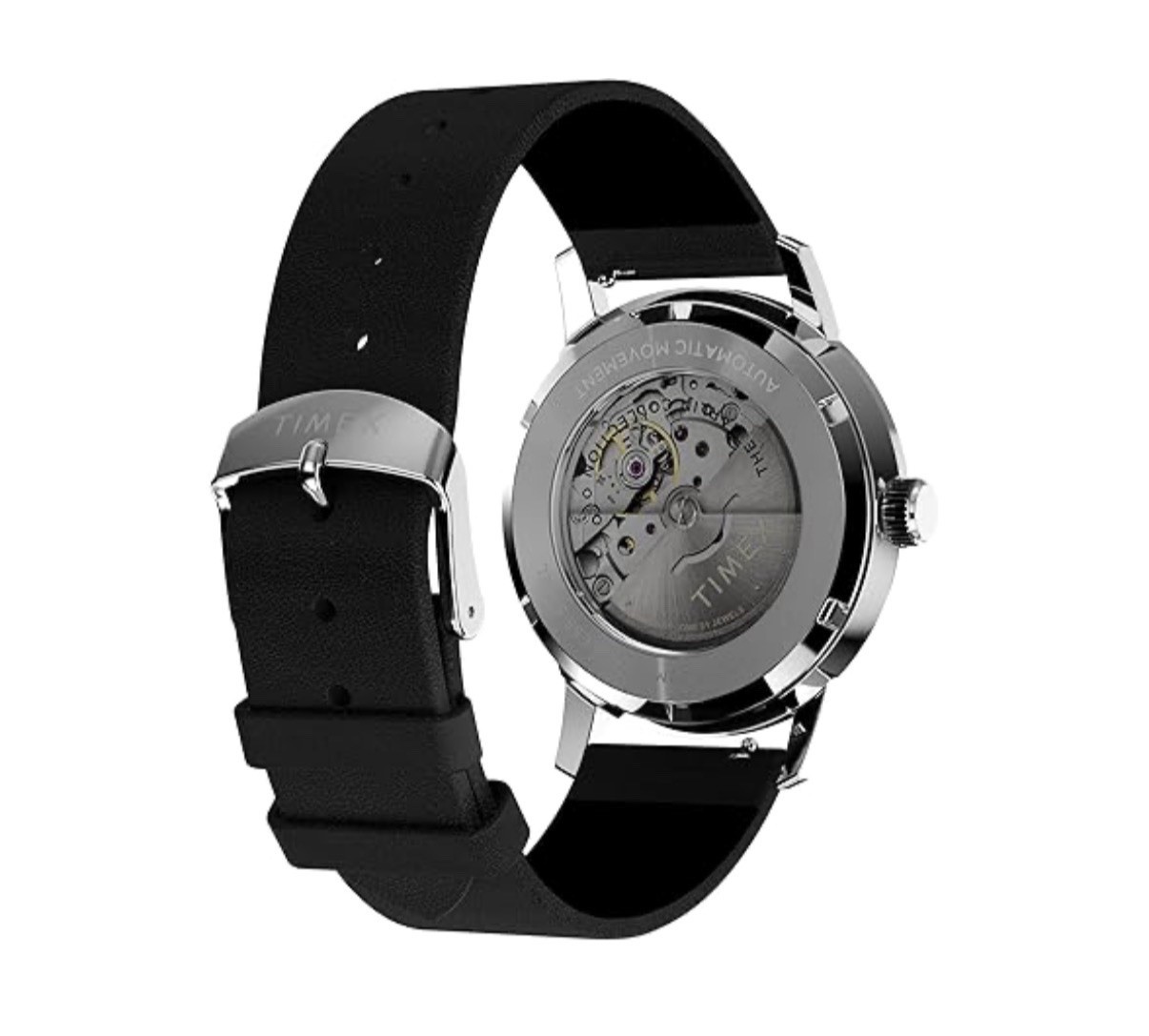 New Timex TW2W93100 Men’s Marlin Blue Dial Automatic Black Leather Strap Watch