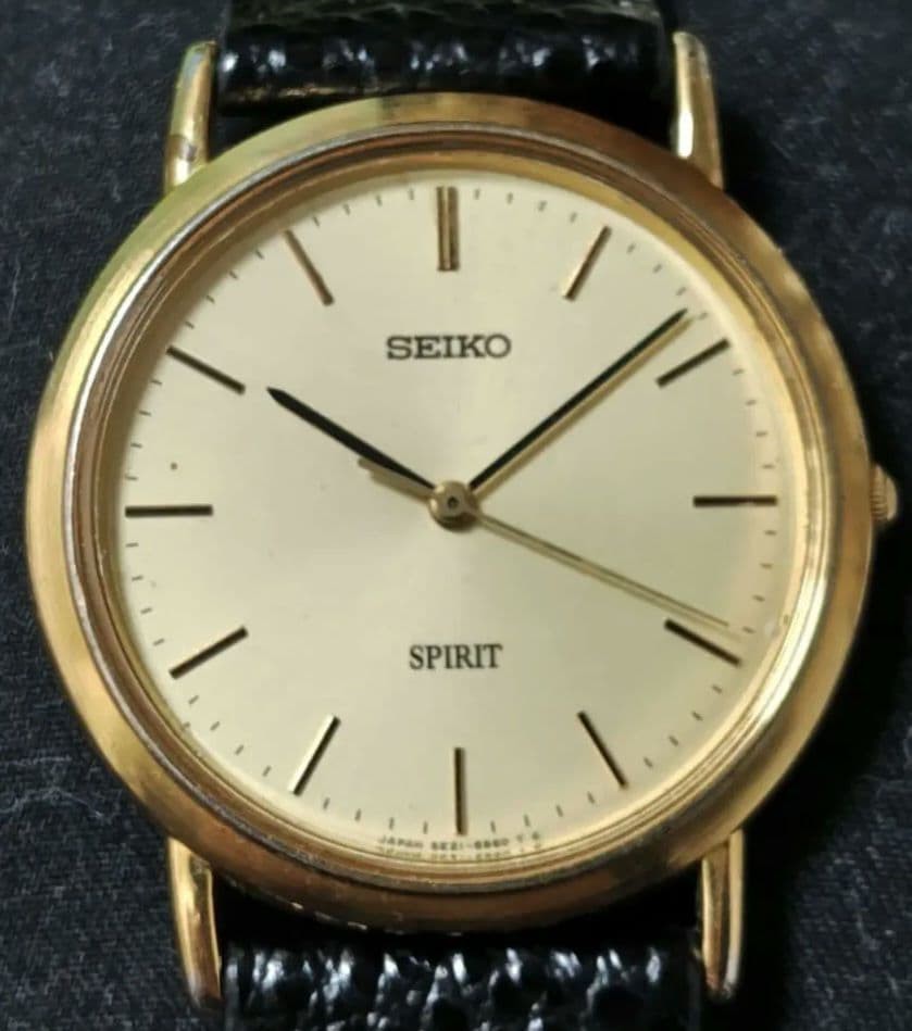 Seiko SPIRIT 5E21-6000 Gold Plated, Brand New, Working Band.