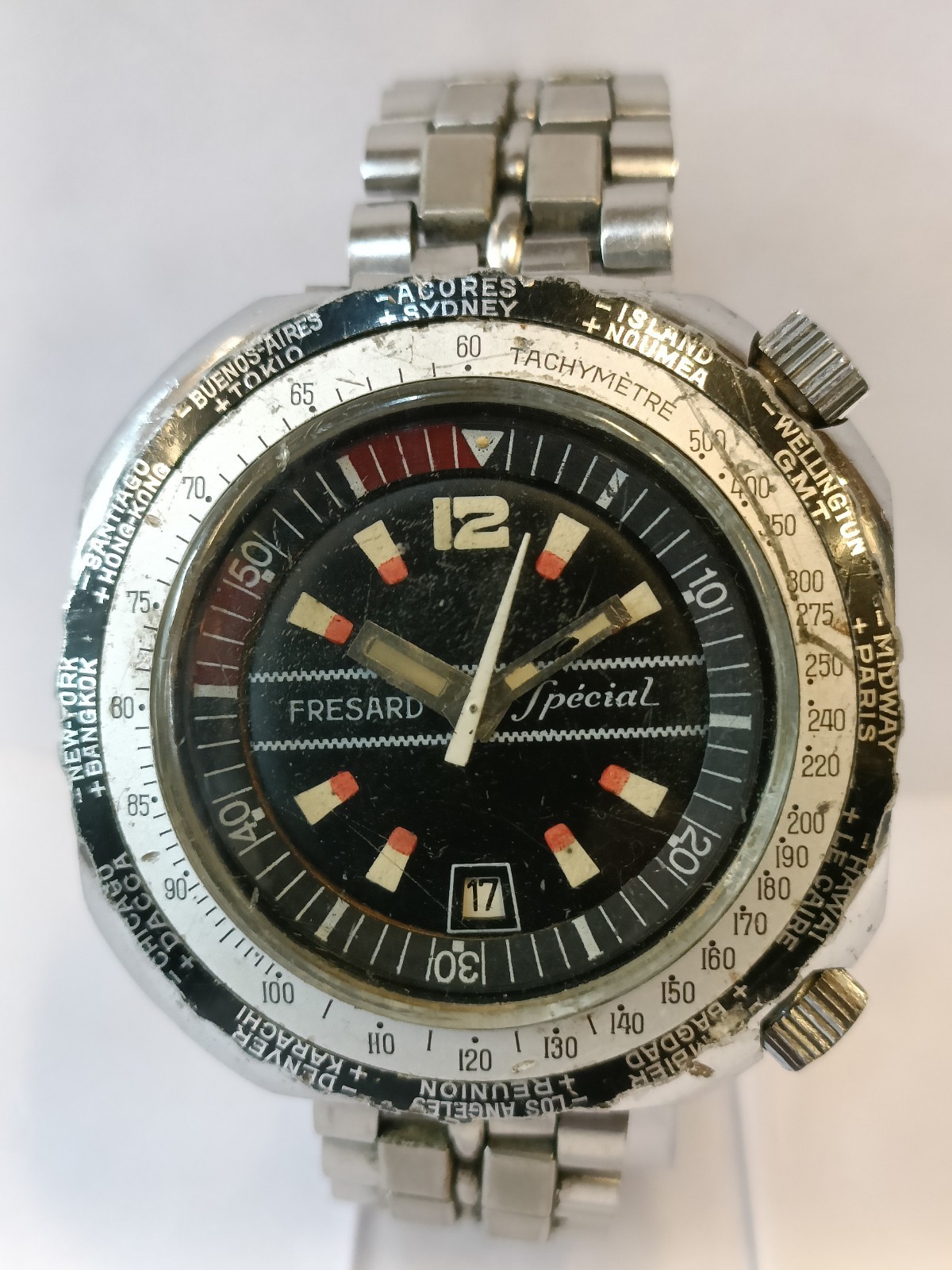 FRESARD SPECIAL 17J WINDING PATINA BLACK DIAL MEN’S WORKING CONDITION