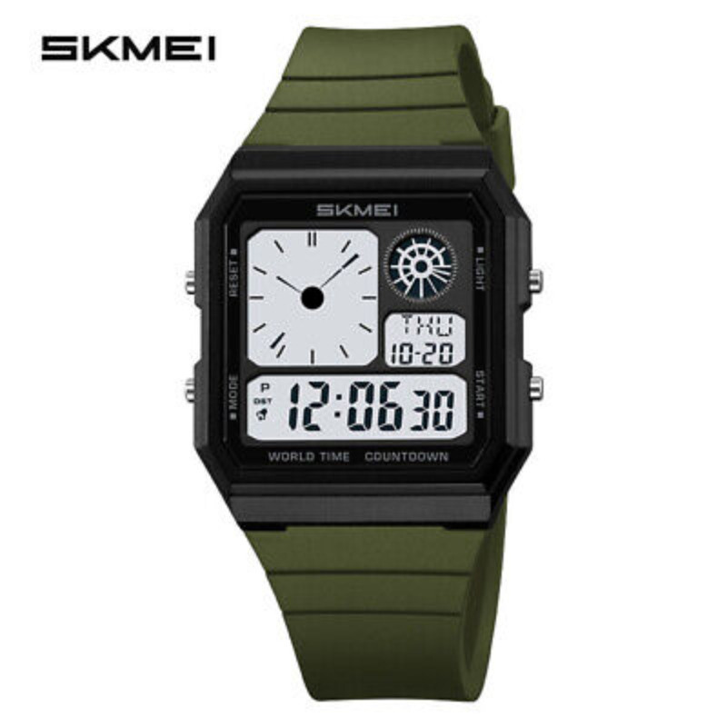 SKMEI Men’s LED Digital Quartz Sport Watch Silicone Band Waterproof Wristwatch