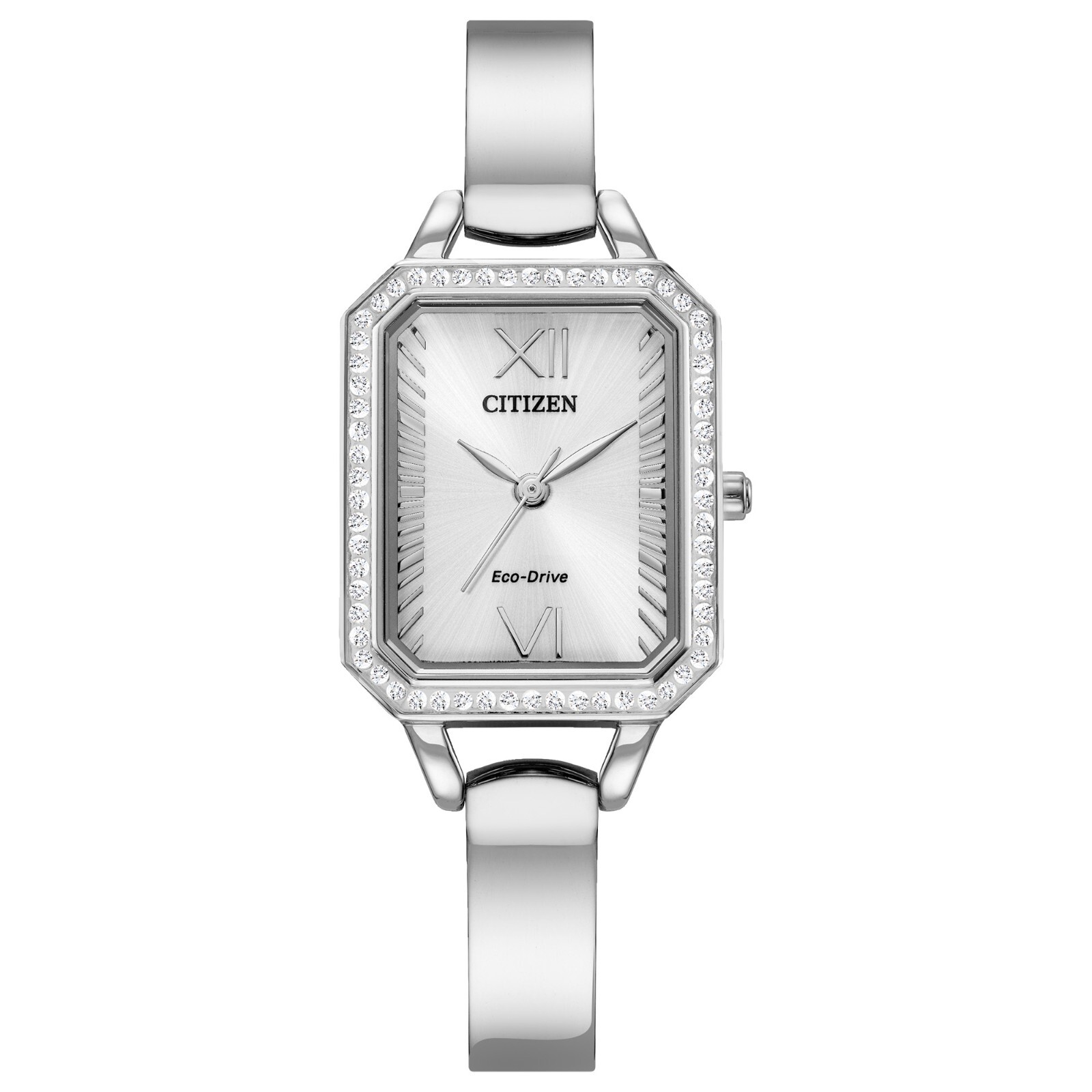 Citizen Eco-Drive Women’s Silver-Tone Crystal Accent 23MM Watch – Silver