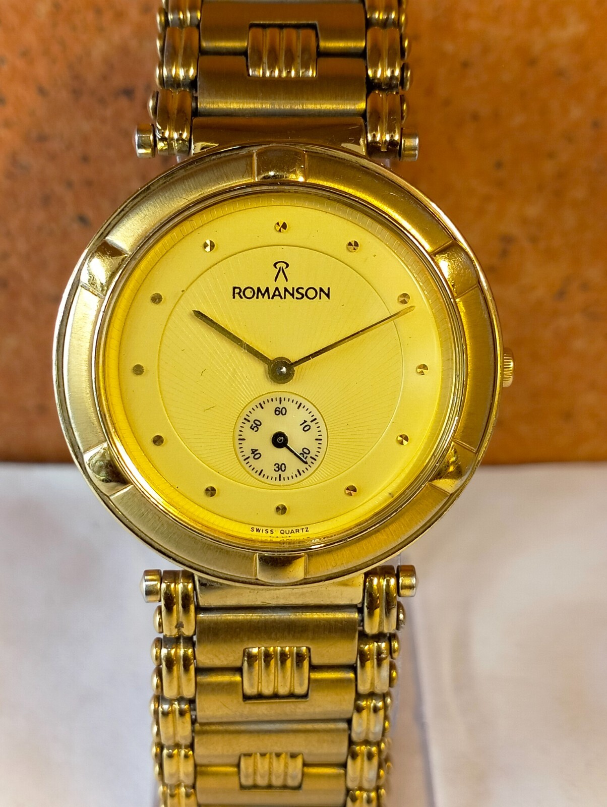 ROMANSON QUARTZ GOLD DIAL RN 8142SM SWISS UNISEX ADULTS WORKING WATCH