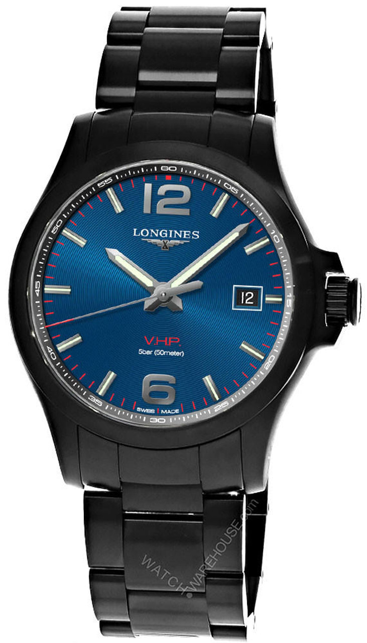 LONGINES Conquest V.H.P 43MM Quartz Blue Dial SS Men’s Watch L3.726.2.96.6