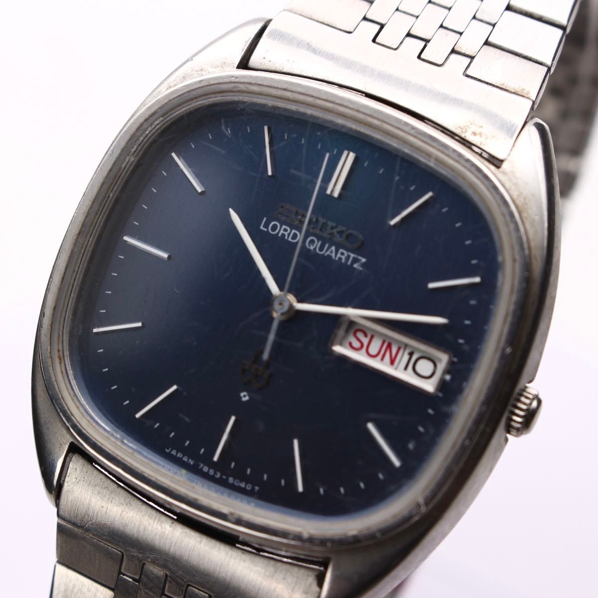 SEIKO Lord Quartz 7853-5030 Day Date Blue Dial Vintage Men’s Watch Japan