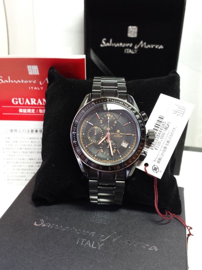 Full Black IP Center Chronograph Limited Men Watch Japanese Exclusive #QY1BBV