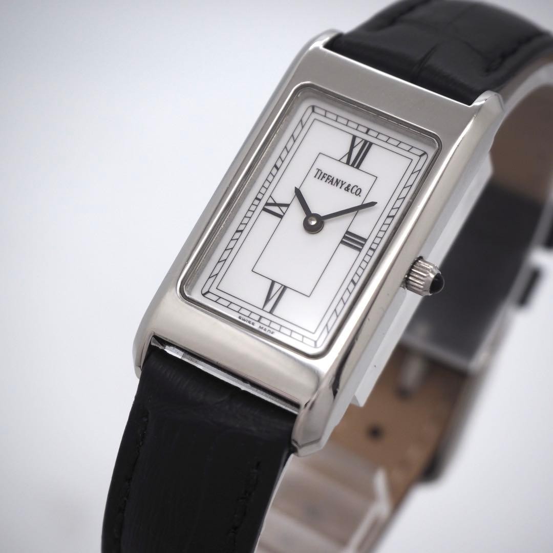 Tiffany & Co. Women’s Classic Rectangular White Roman Quartz Watch Auth #2715