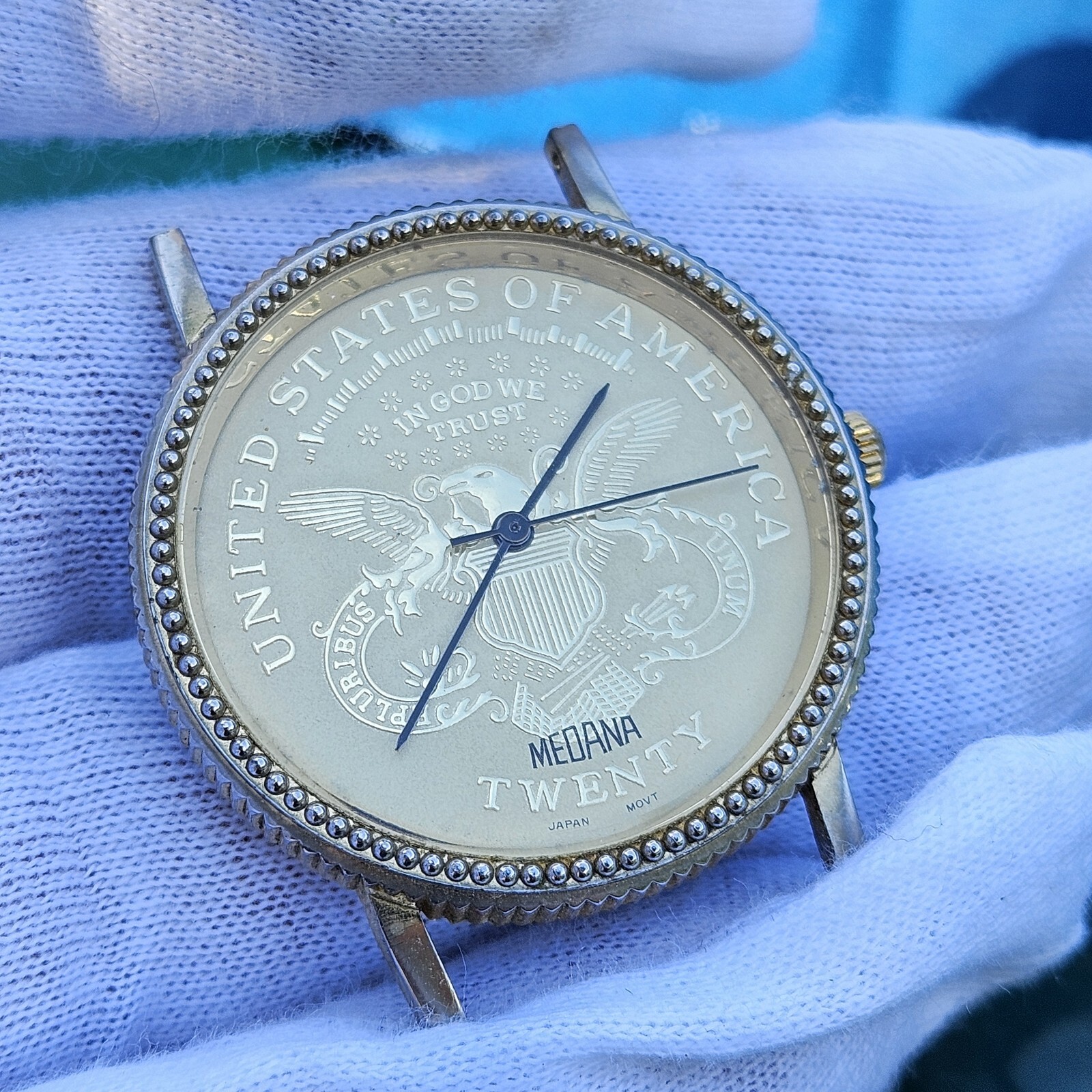Vintage Medana Wrist Watch United States Of America Rare 20 Coin Style