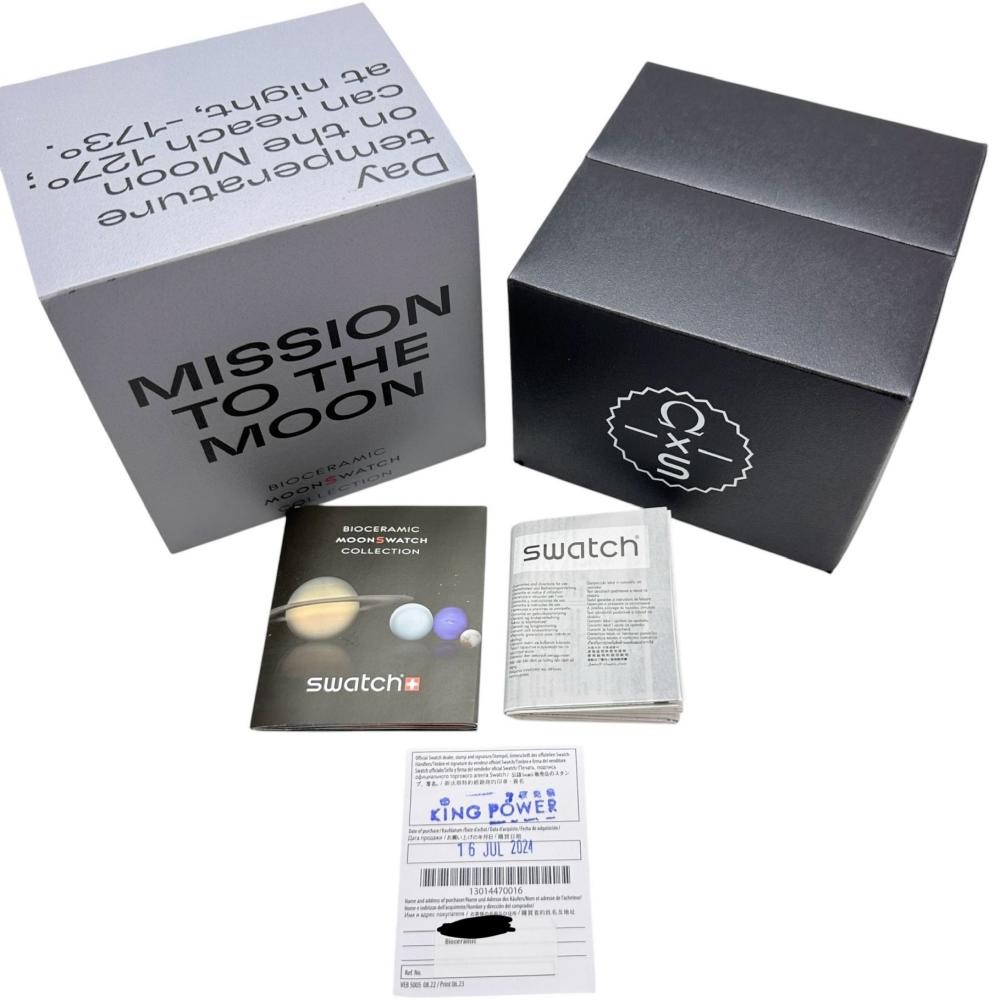 Swatch SO33M100 Mission to the Moon Wristwatch Bio Ceramic Black Dial