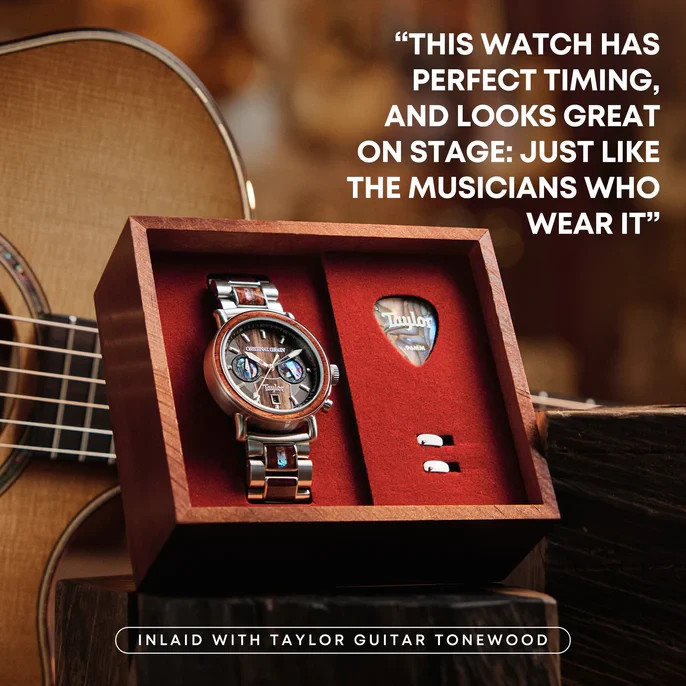 Original Grain Taylor Guitars Ebony Chrono 44mm MSRP $399