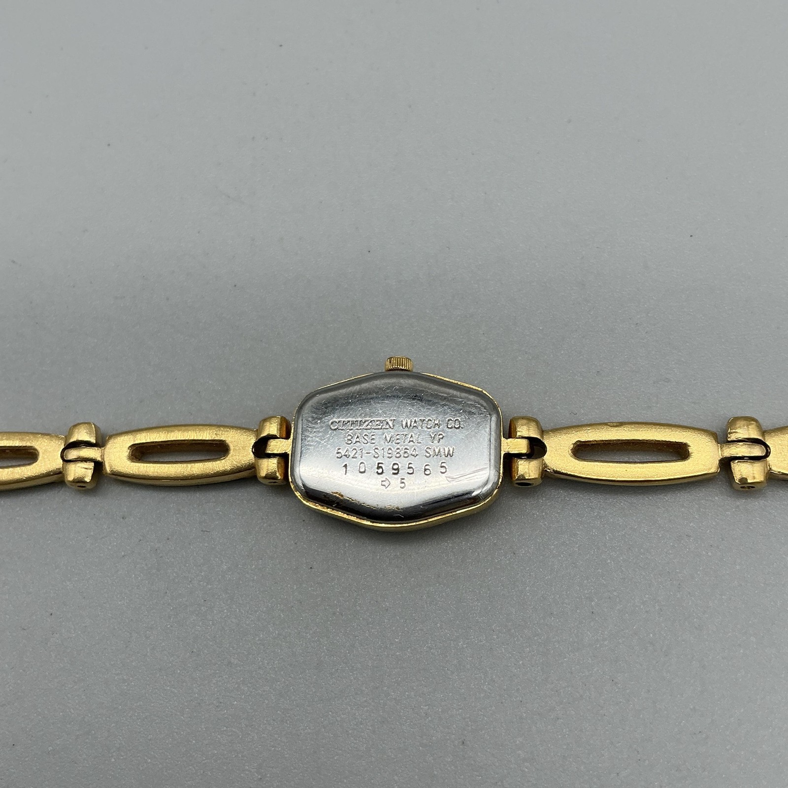 Citizen Womens Watch 15mm MOP Dial Black Gold Tone Bracelet New Battery 7″