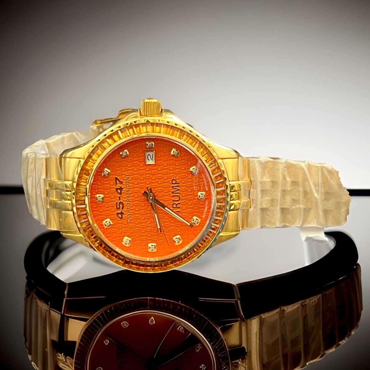 Authentic🔥In-Hand 2024 BITCOIN TRUMP WATCH⭐/250 18k GOLD Jewels💎Diamonds~FIGHT