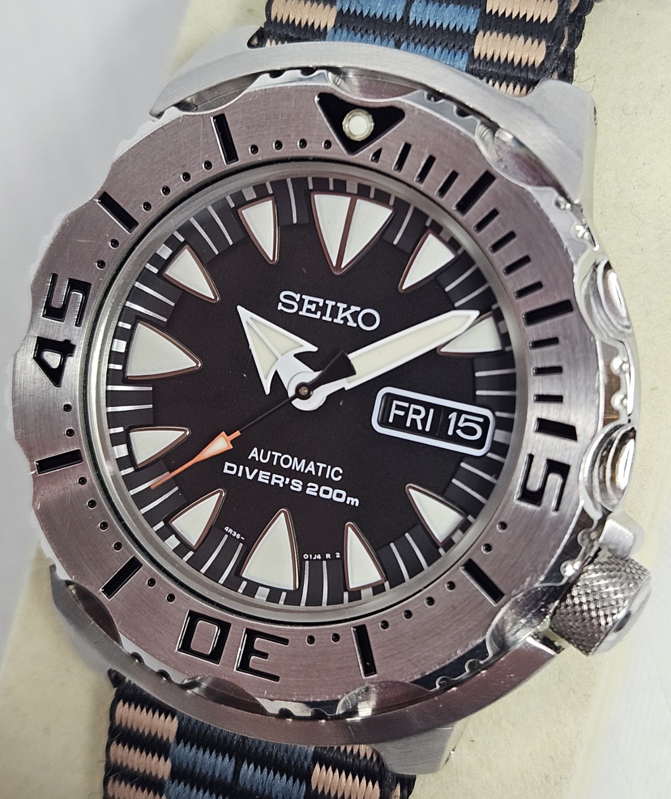 Seiko SRP307 Black Monster 2nd Generation Automatic Divers Watch 200m 4R36