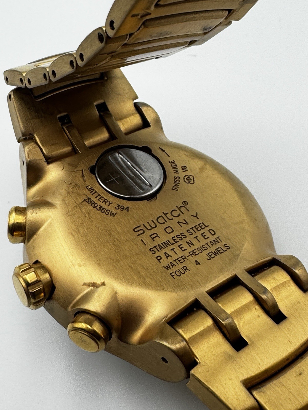 SWATCH IRONY GOLDEN CHEST 47mm Chronograph Wrist Watch YOG100G – Swiss Works