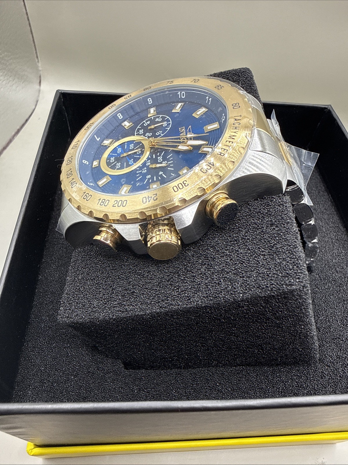 Invicta Mens Speedway 48mm Chrono 48mm Silver/Yellow Gold 2 TONE SS Watch 24214