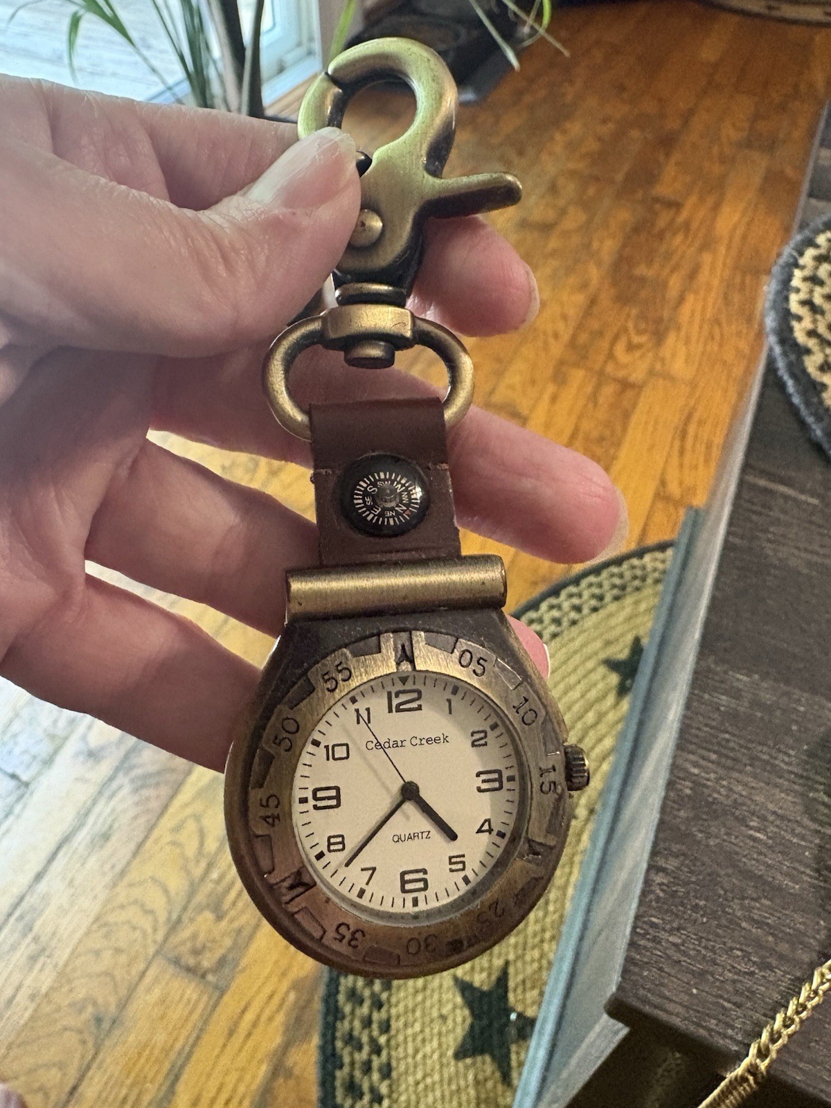 Cedar Creek Quartz Analog Watch White Dial Arabic Numerals Brown Leather Strap