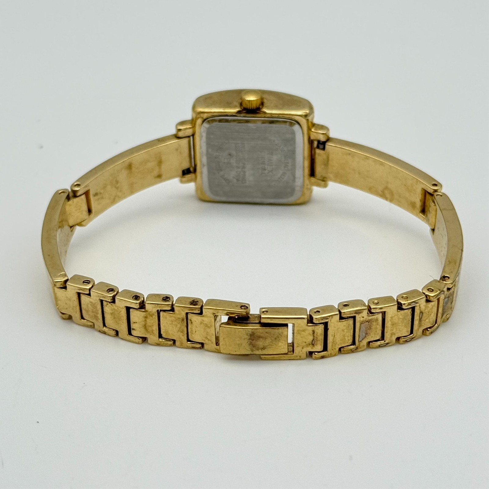 Women’s Vintage 1997 TIMEX Essentials Gold Tone Square Dial Bracelet Watch, Runs