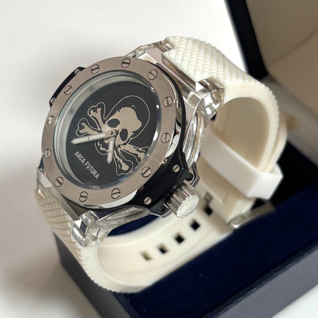 ARCA FUTURA Skull Dial Quartz Watch Rubber Strap