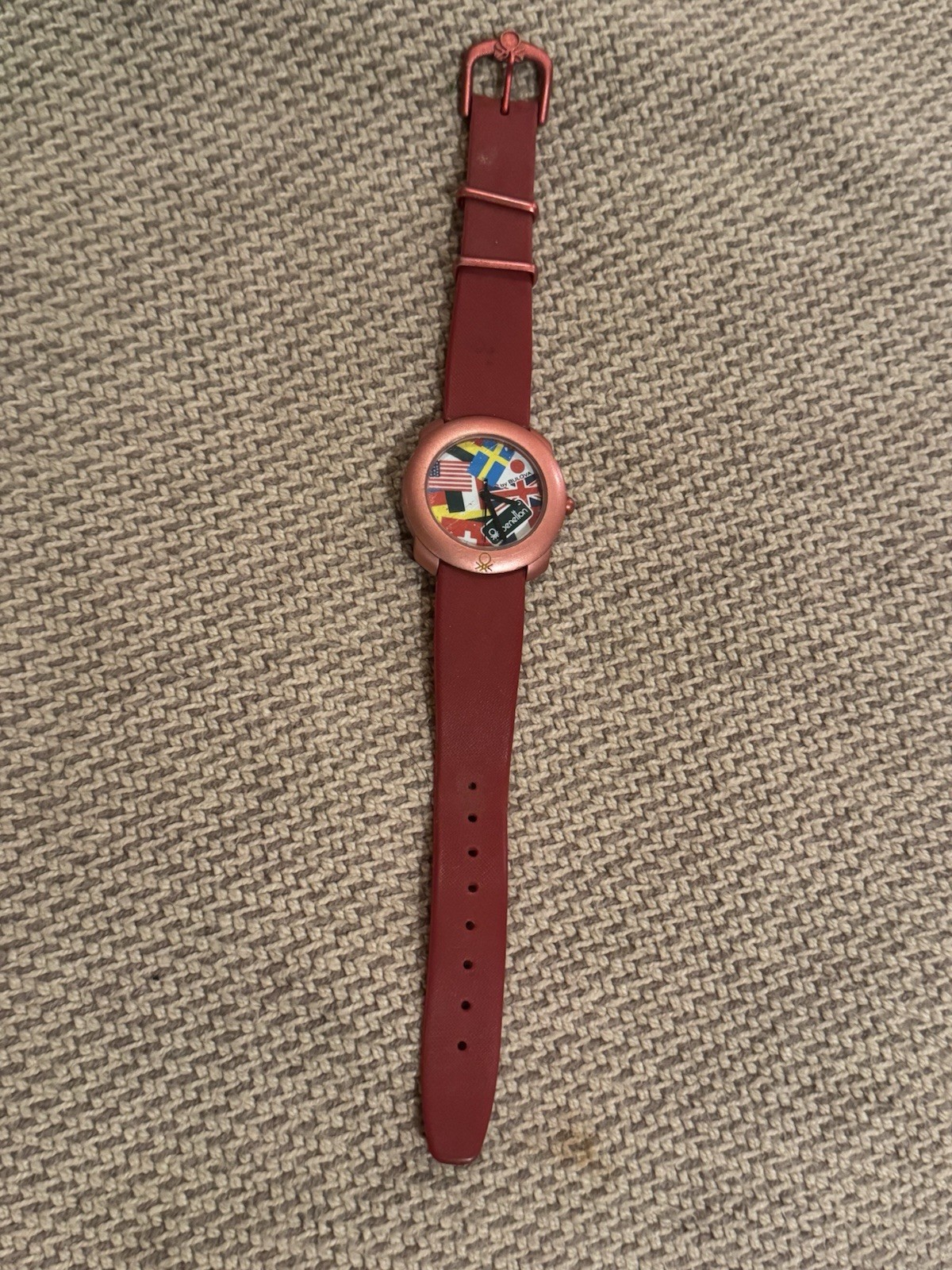 Vintage 1990’s United Colors of Benetton Red Watch by Bulova Needs New Battery