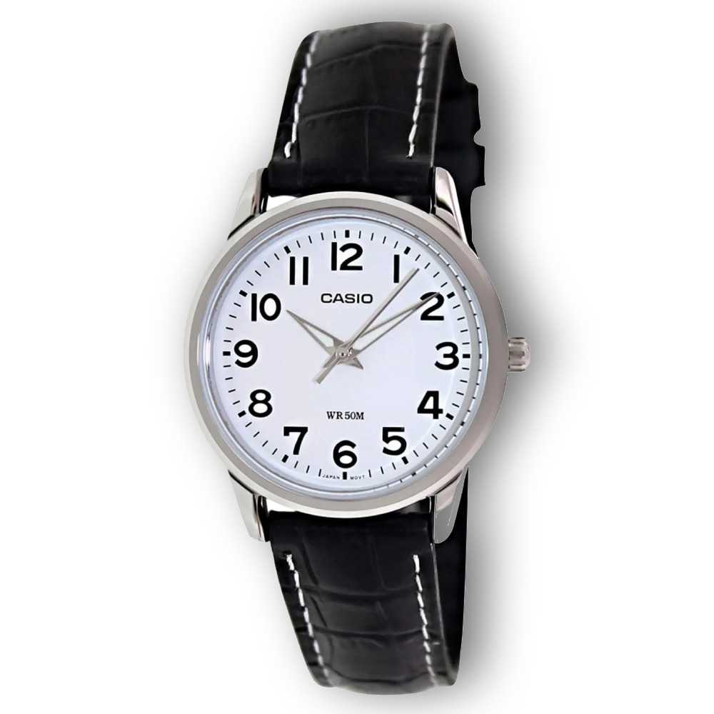 CASIO Enticer LTP1303L-7B Analog Leather Band Casual Watch, White Dial