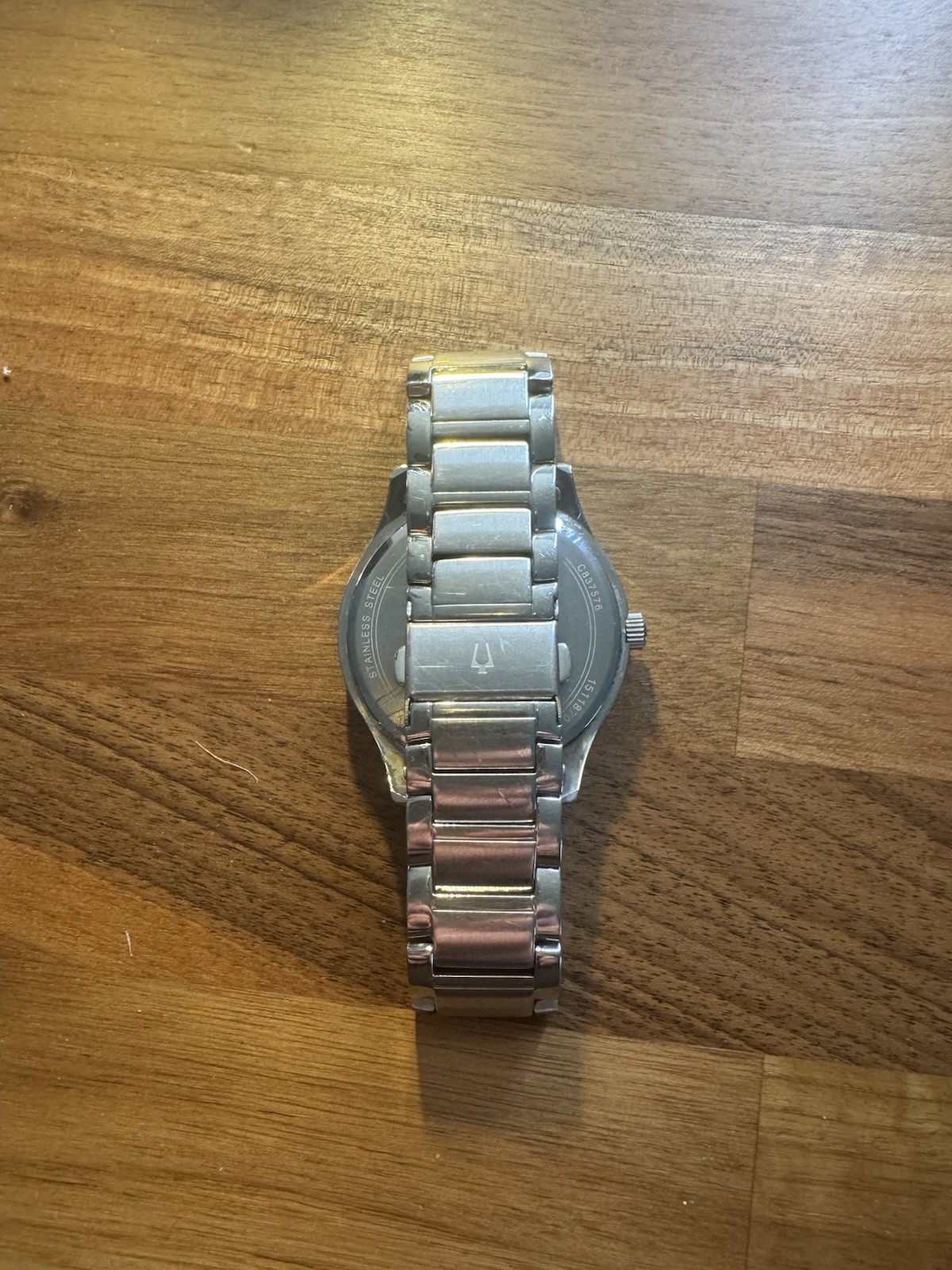 Bulova 96D114 Silver With Black Dial Watch Great Condition