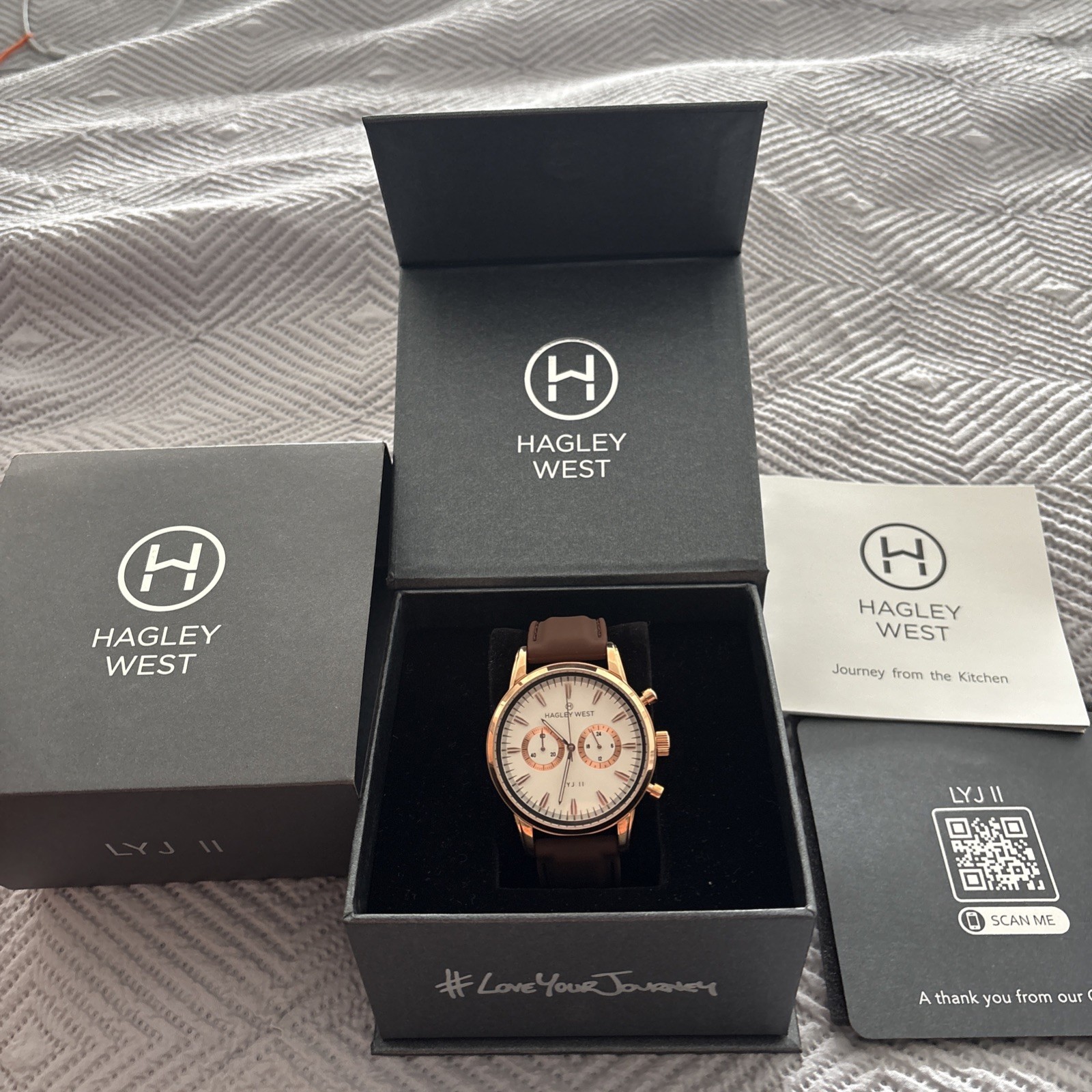 Hagley West Chrono Collection white face, rose gold chrono