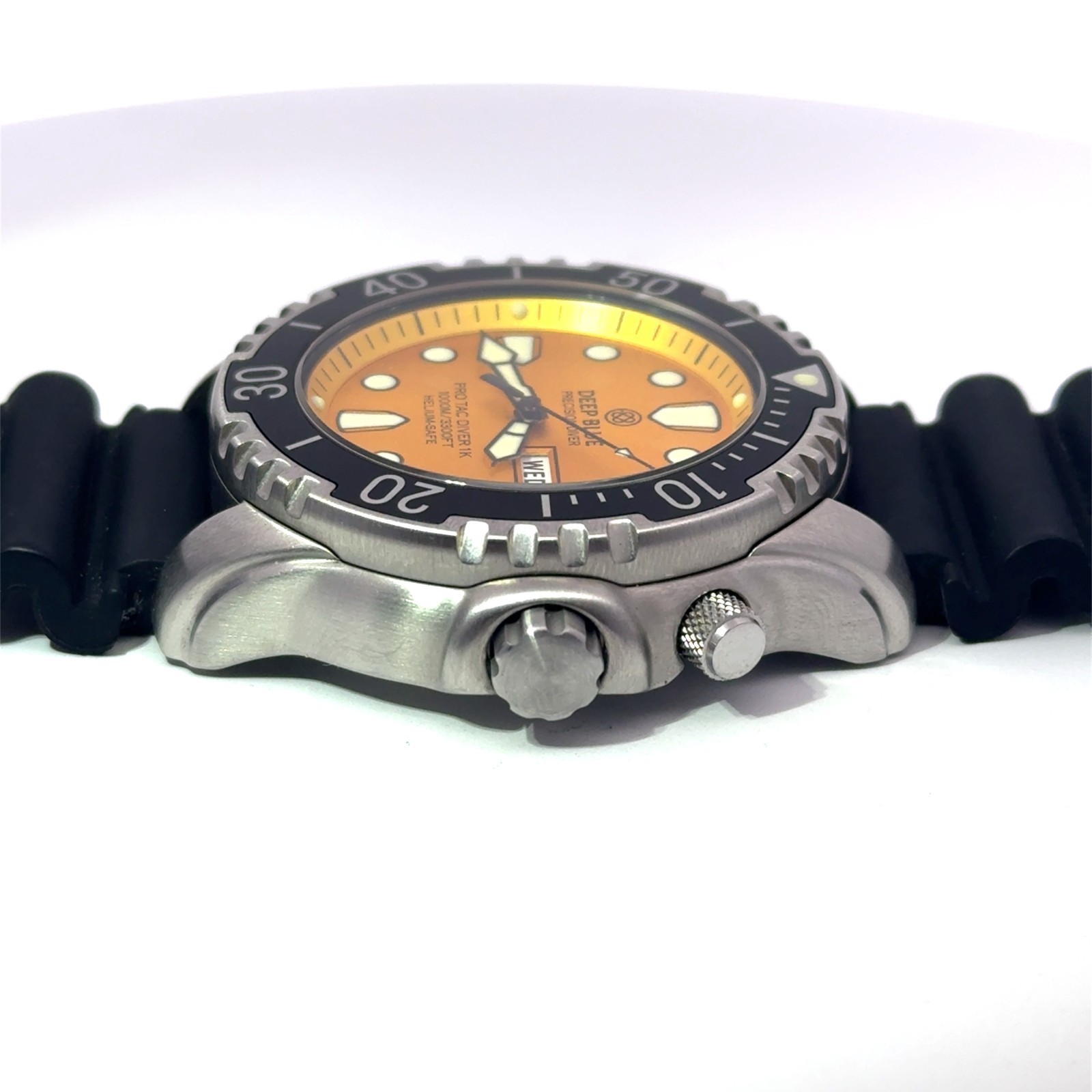 Deep Blue Precision Diver Quartz Pro Tac Diver 1000 Yellow Dial Wristwatch 43mm
