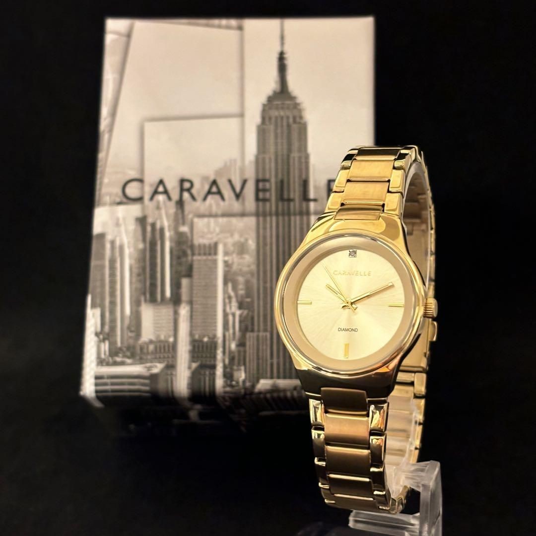 With Diamond CARAVELLE Ladies Watch Gold Color Stylish For Women Gift Quartz Mad