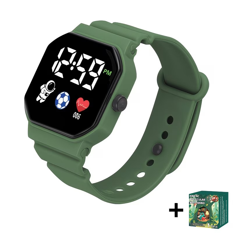 Cute LED Calendar Wrist Watch – Football or Astronaut Design, Fashion Kids Watch