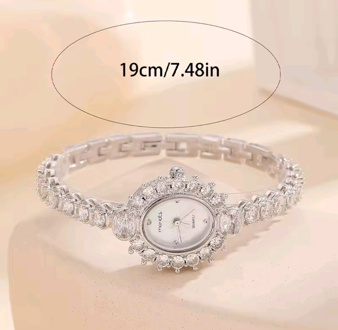 Beautiful Elegant Full Zircon White Luxury Watch for Women Bling Bling