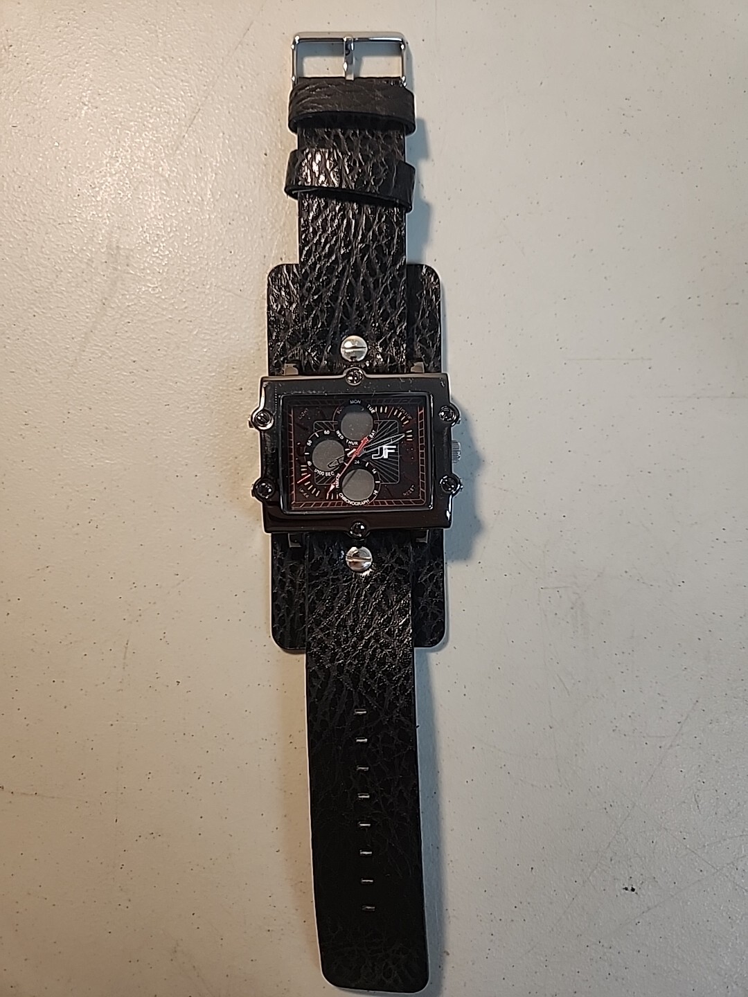 JF Watch Alarm Chronograph 1/100 Second Black Bold Large