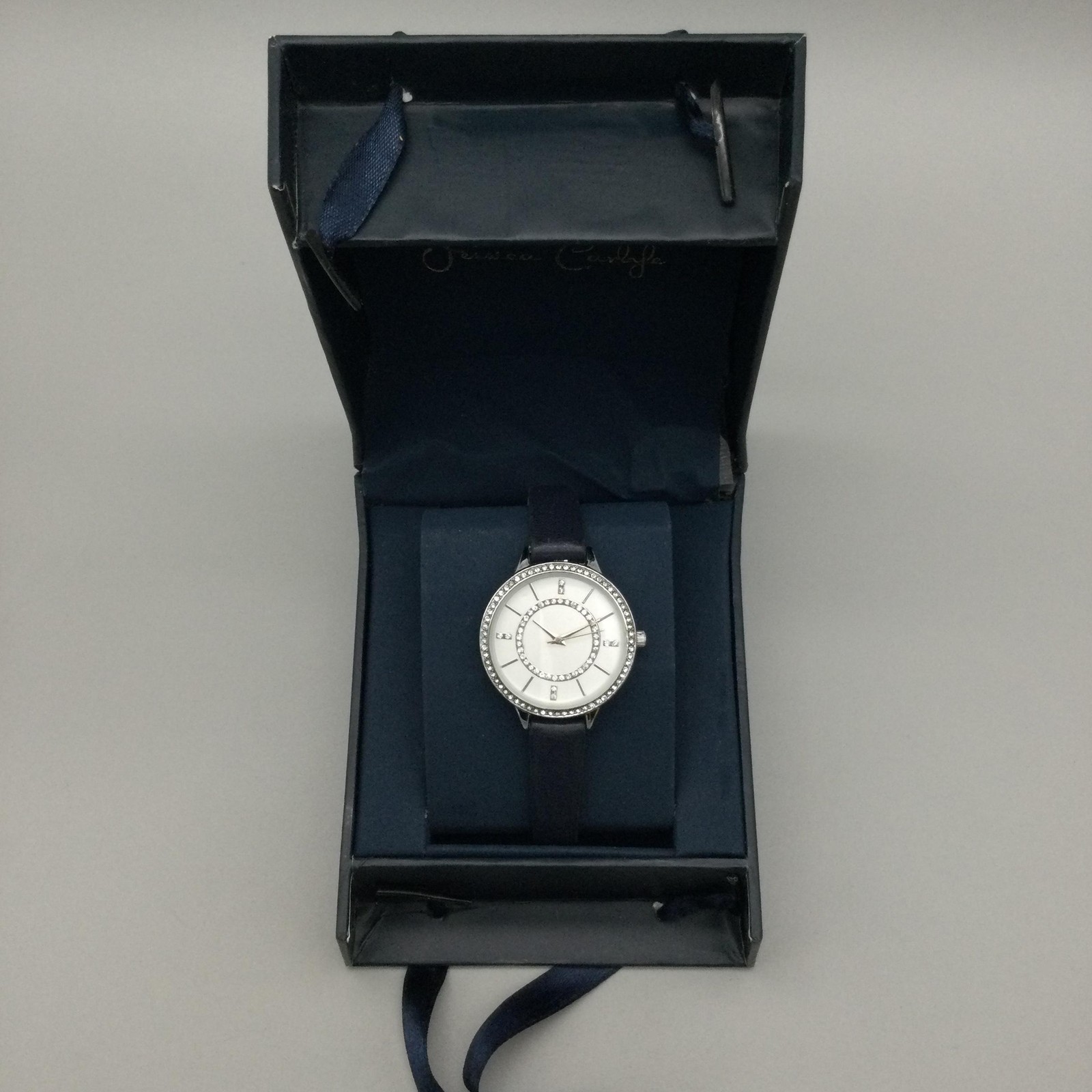 Jessica Carlyle Womens Watch 34mm Silver Tone Crystals 1964 With Box New Battery
