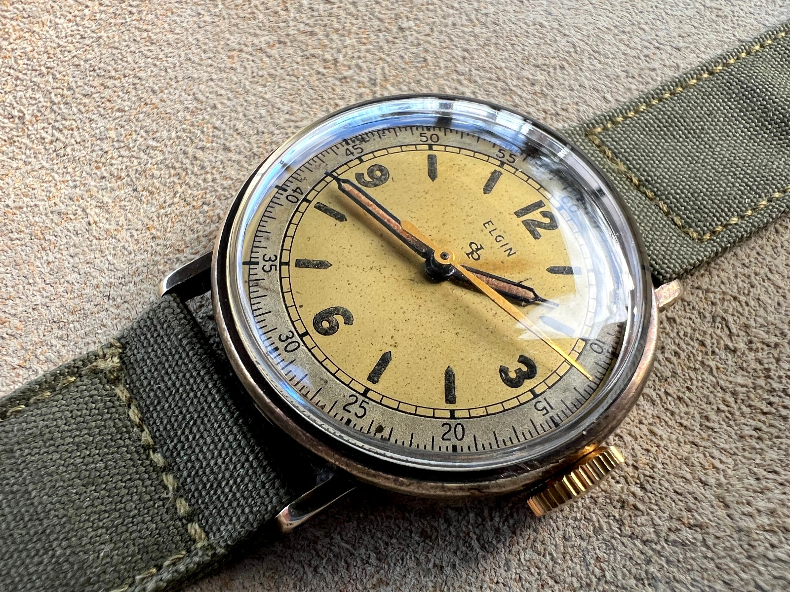 Vintage Elgin Military wristwatch Rare Doctor’s cal. 539 WW2 1940’s Hacks Runs