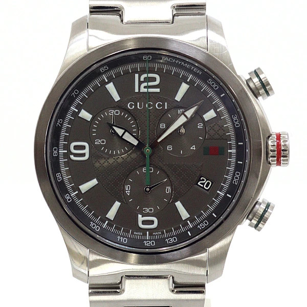 GUCCI G Timeless Chrono YA126238 Men’s Watch Stainless Steel Gray Dial Quartz