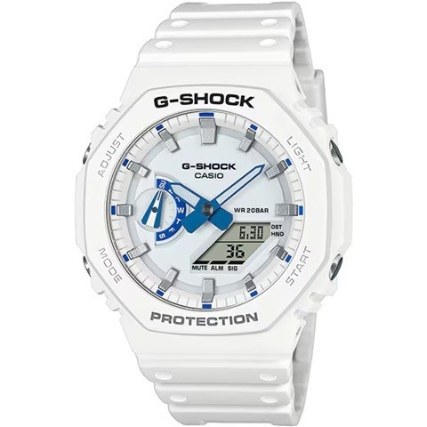 Free Special New CASIO G SHOCK GA 2100HDS 7AJF White Blue Luminous Dial 20 Bar