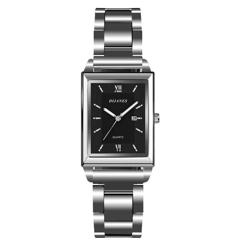 Men’s Stainless Steel Quartz Business Watch with Leather Strap