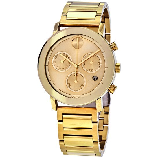Movado Bold Evolution Chronograph Quartz Gold Dial Men’s Watch 3600682.