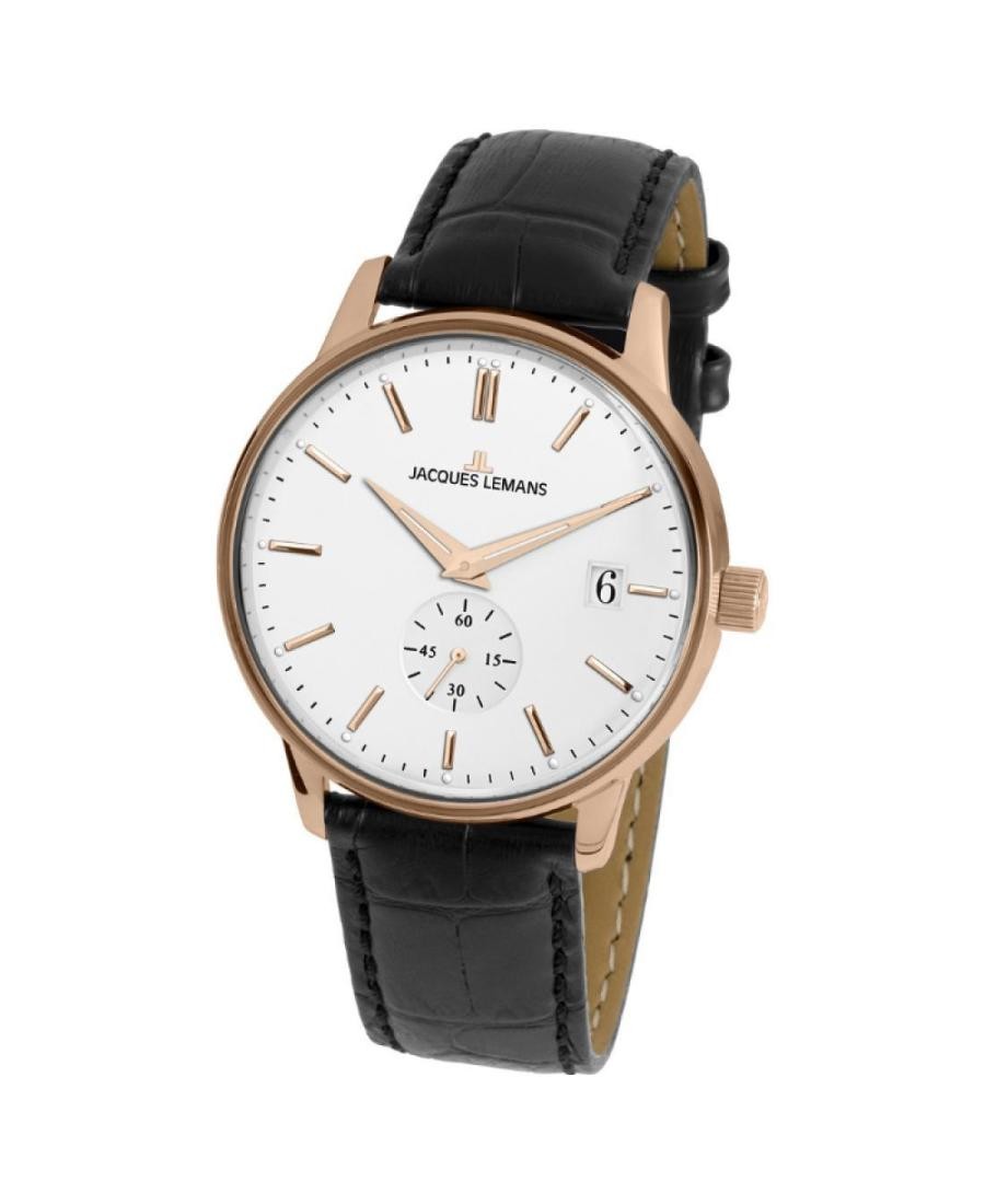 JACQUES LEMANS Men Analog Quartz Casual Watch Classic Dress White Dial Waterproo